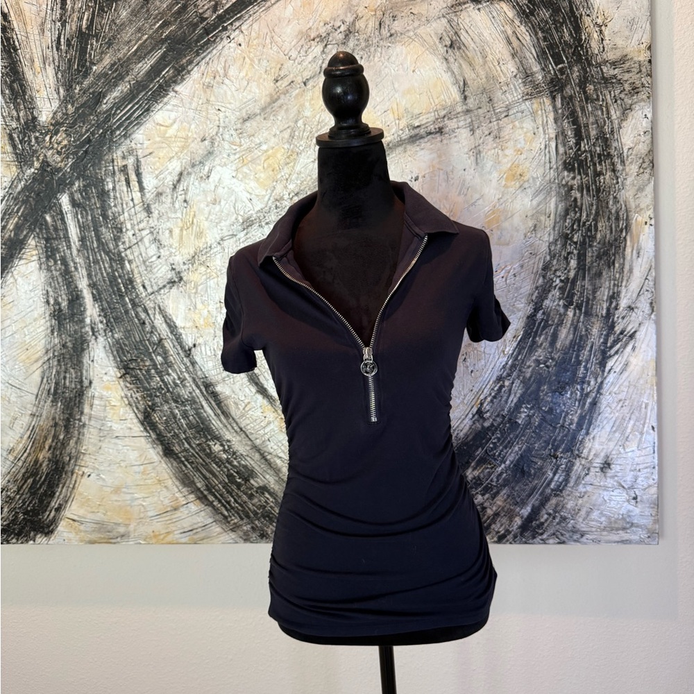 Michael Kors Navy Short Sleeve Fitted Top